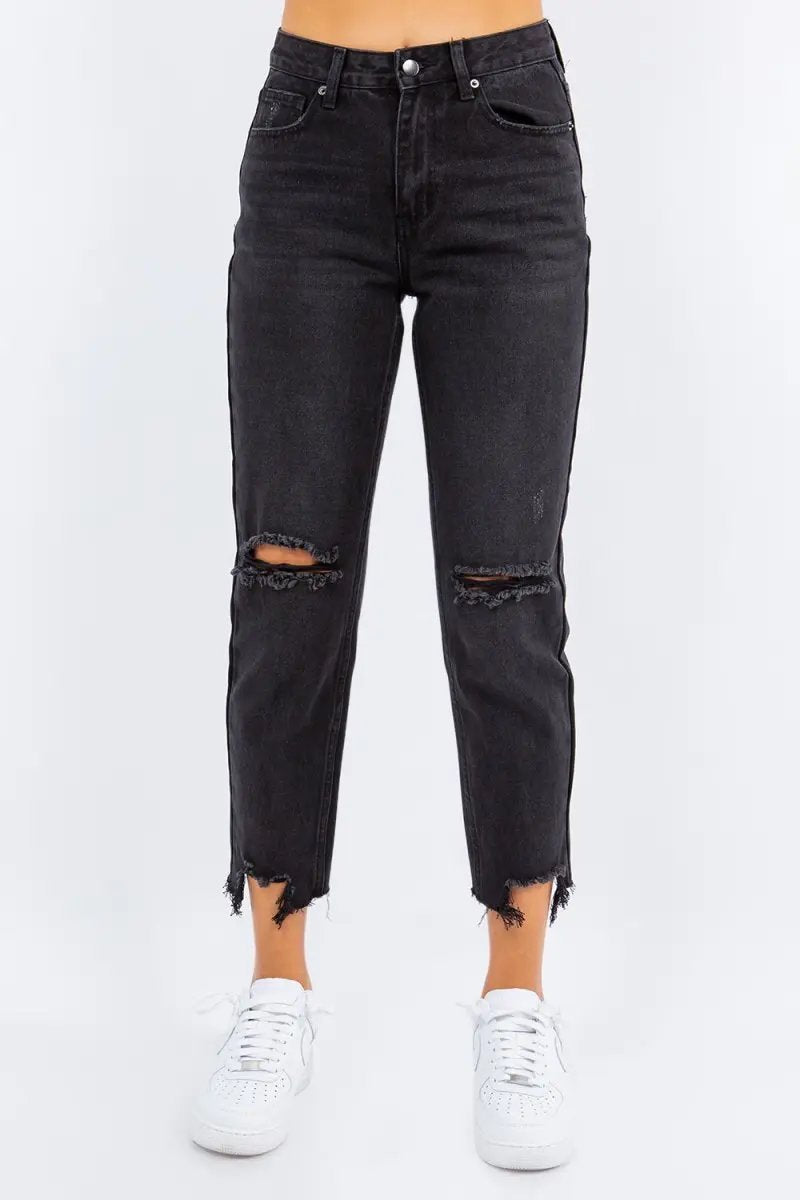 American Bazi High Waist Distressed Cropped Jeans - Love Salve
